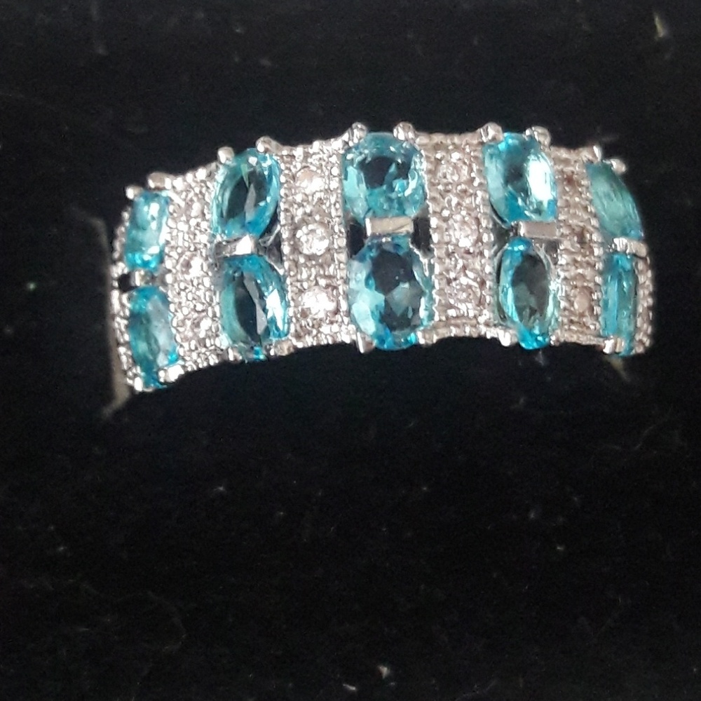 18krgp silver aquamarine ring